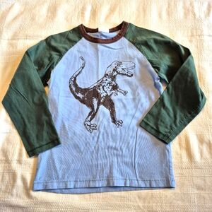 Mini Boden boys size 7-8 dinosaur long sleeve shirt blue, green brown play cond.